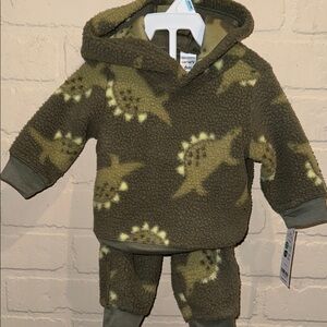 Carter's Green Dinosaur Fleece 2 piece jogger Set baby boy 6 months NEW